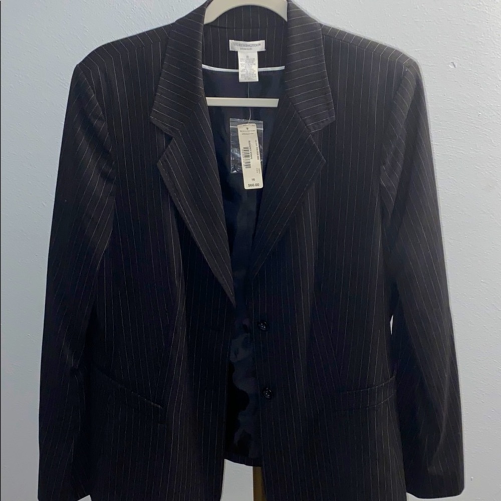 Black Blazer/White Pin Stripes